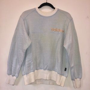 Mens Vintage Adidas Pale Blue Cotton Jumper
